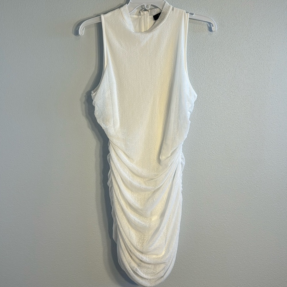 Lulu's White Ruched Sleeveless Dress